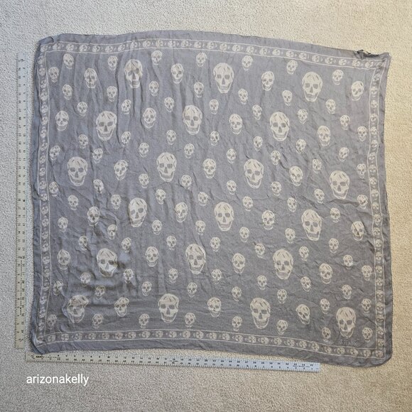 Alexander McQueen Accessories - Alexander McQueen Silk Skull Scarf Light Grey